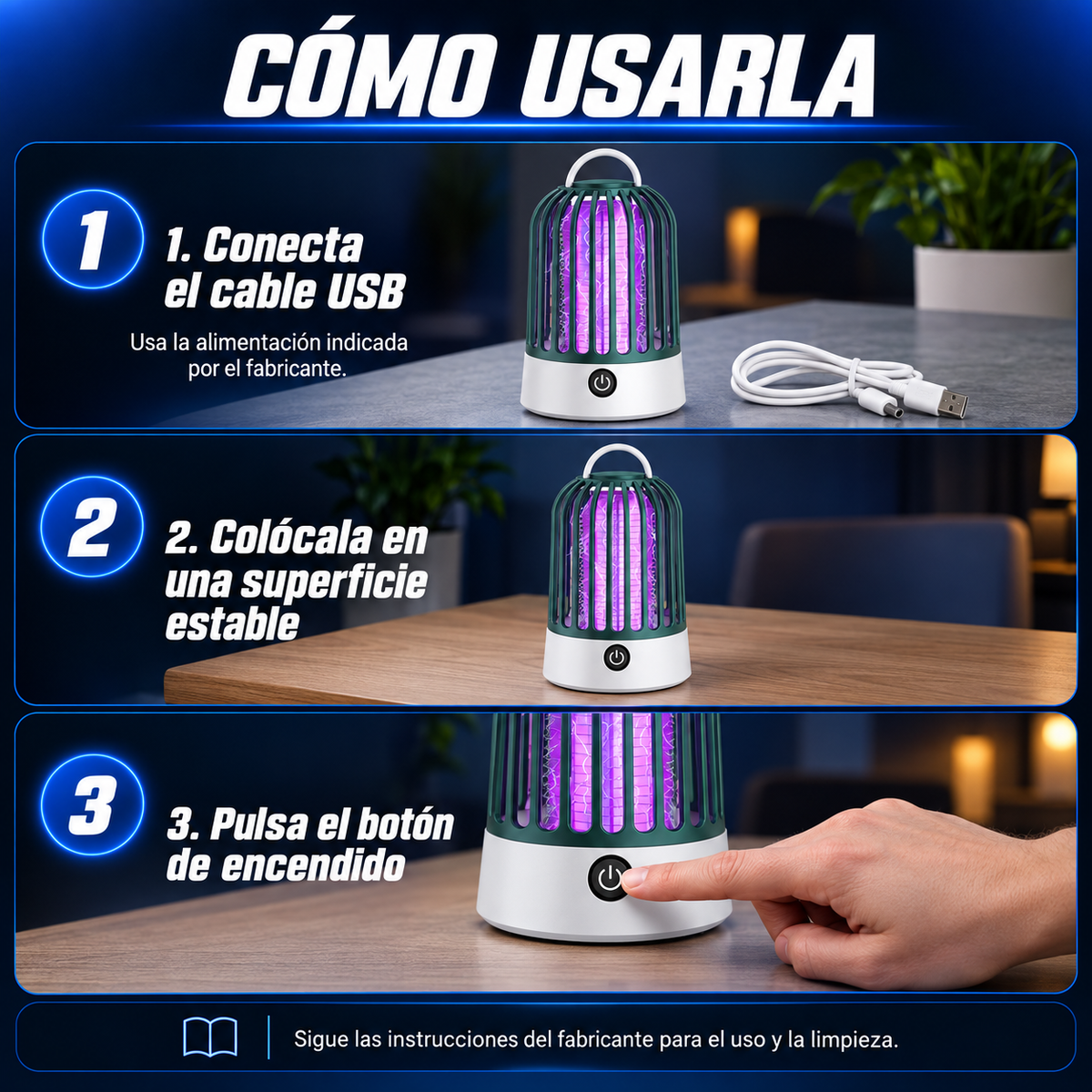 Lampara Mata Mosquitos Electrica Usb